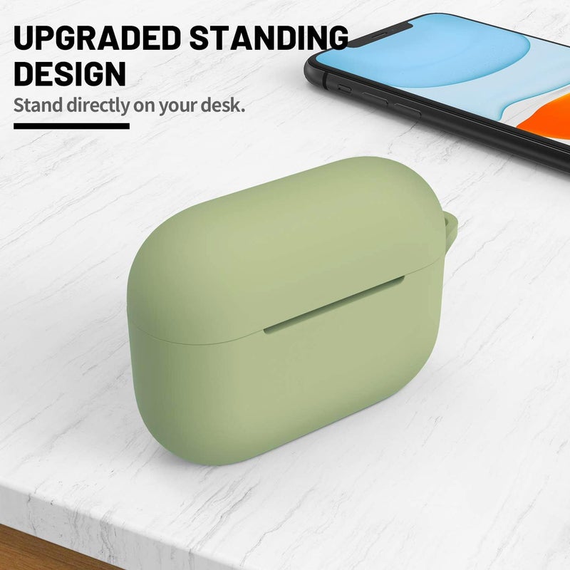 ATUAT for AirPods Pro 1st/2nd Generation Case Cover, Protective Silicone Skin Accessories with Keychain for Women Men for Apple AirPods Pro 2019/2022 Charging Case,Front LED Visible-Army Green - Image 2